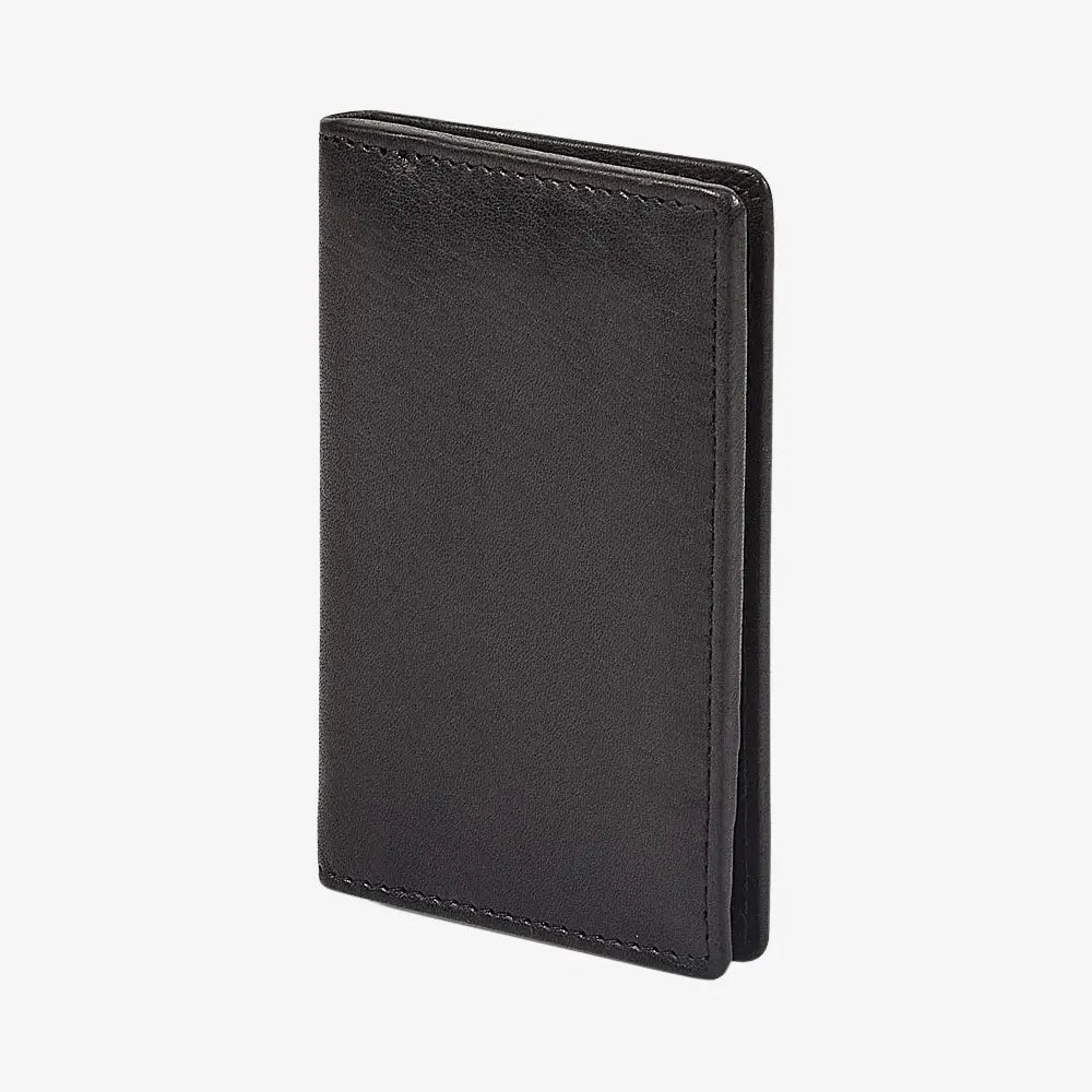 Side view of Black leather wallet on a white background