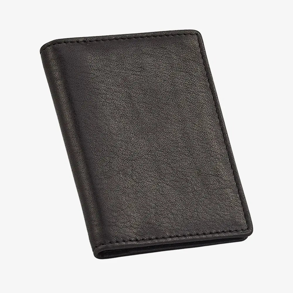 Black leather wallet on a white background