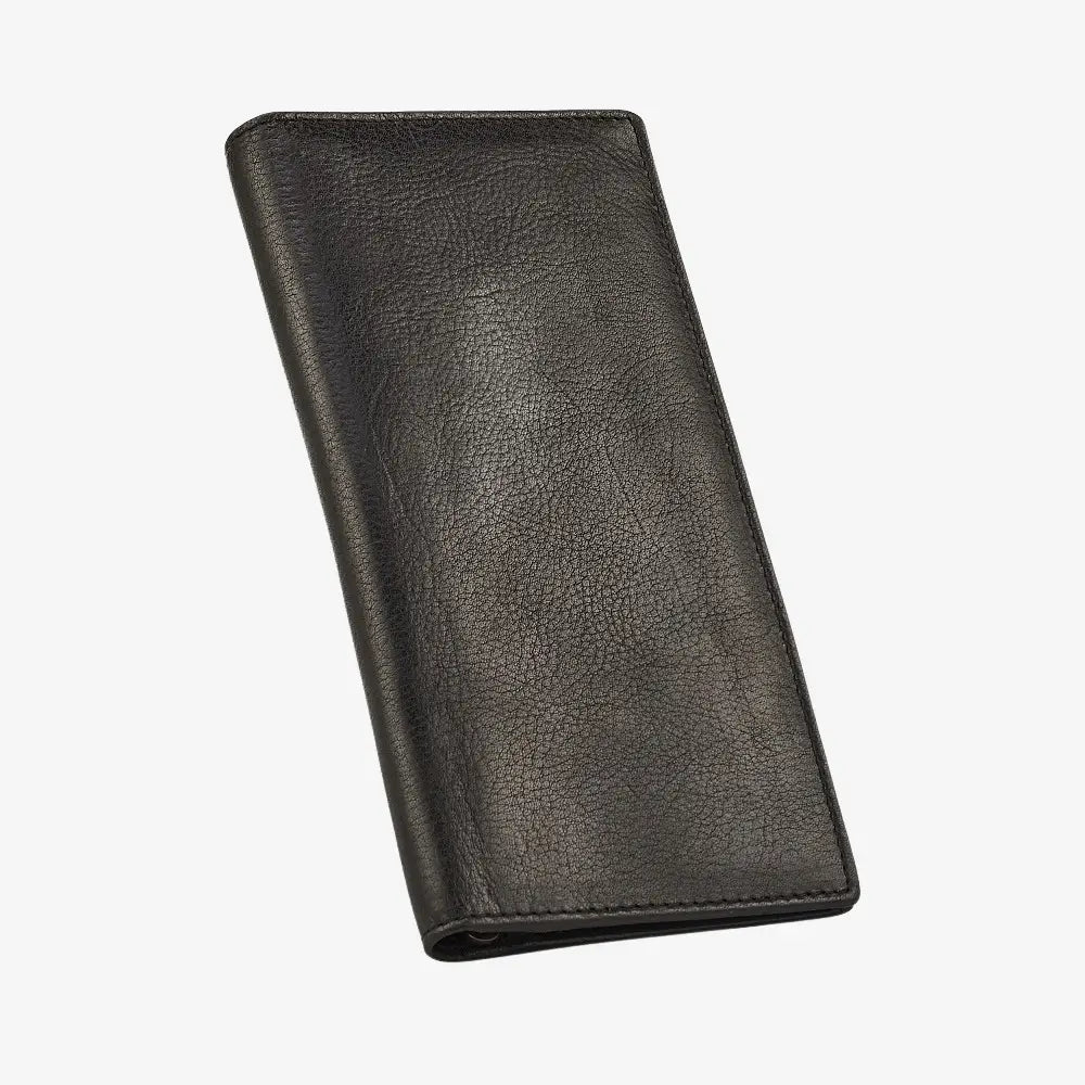 Black leather wallet on a white background