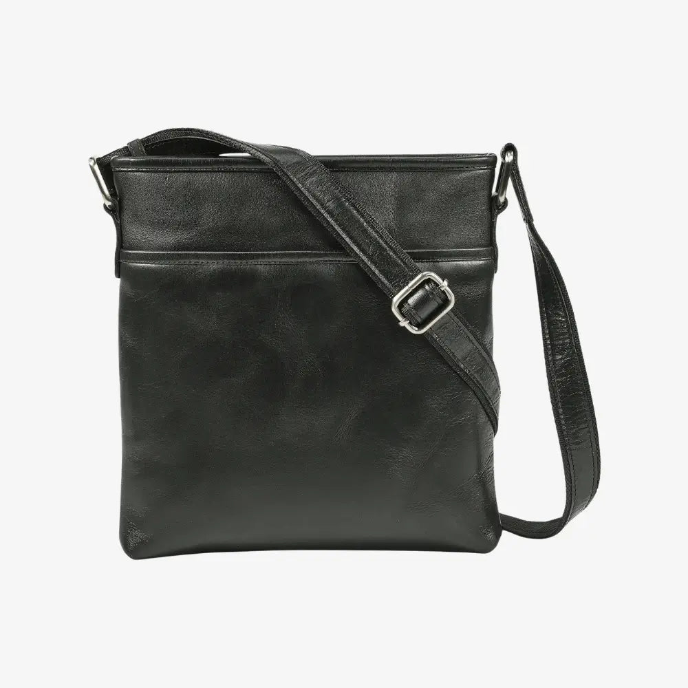 Velura large crossbody bag for women in black real leather
