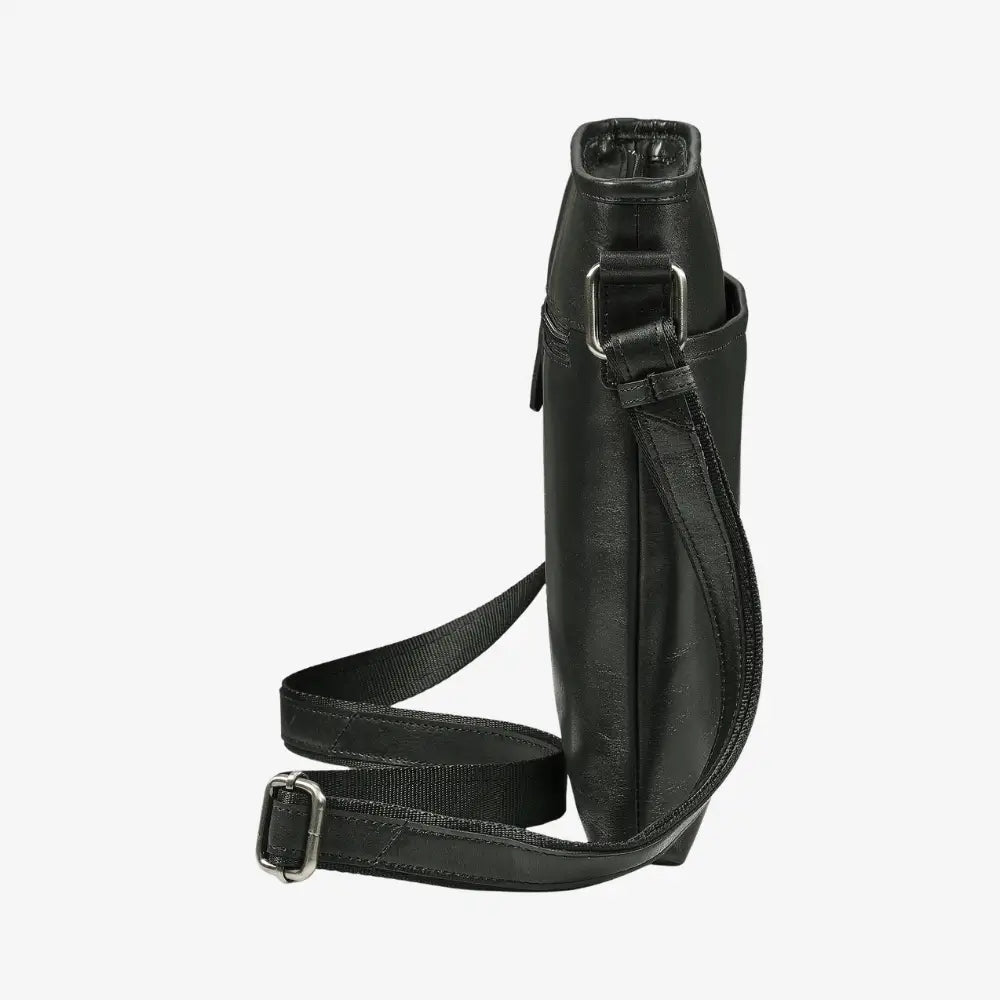 Premium black leather crossbody bag for everyday use