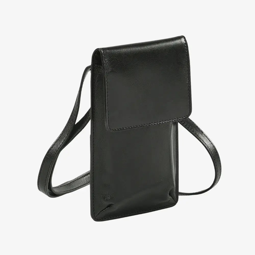 Black leather phone purse for everyday use