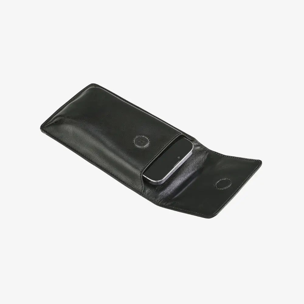 Real leather crossbody phone bag in black 