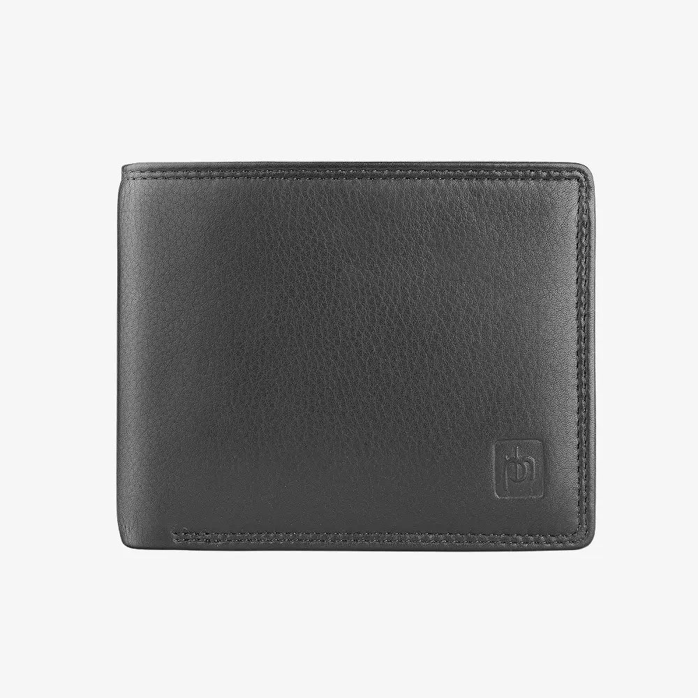 Front view of Black Washington Bifold Leather Wallet