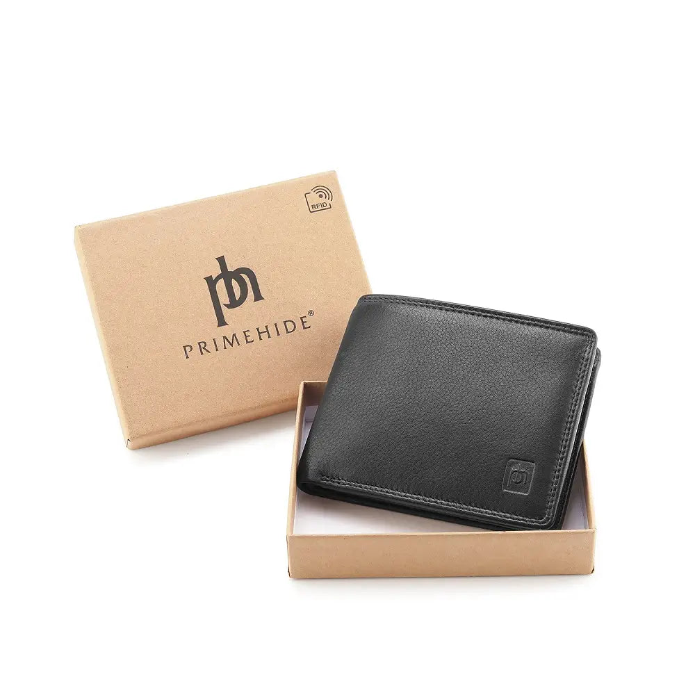 Gift Packing  view of Black Washington Bifold Leather Wallet