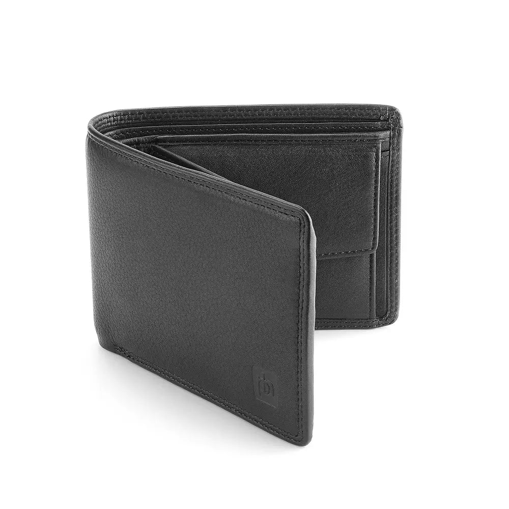 Angle  view of Black Washington Bifold Leather Wallet