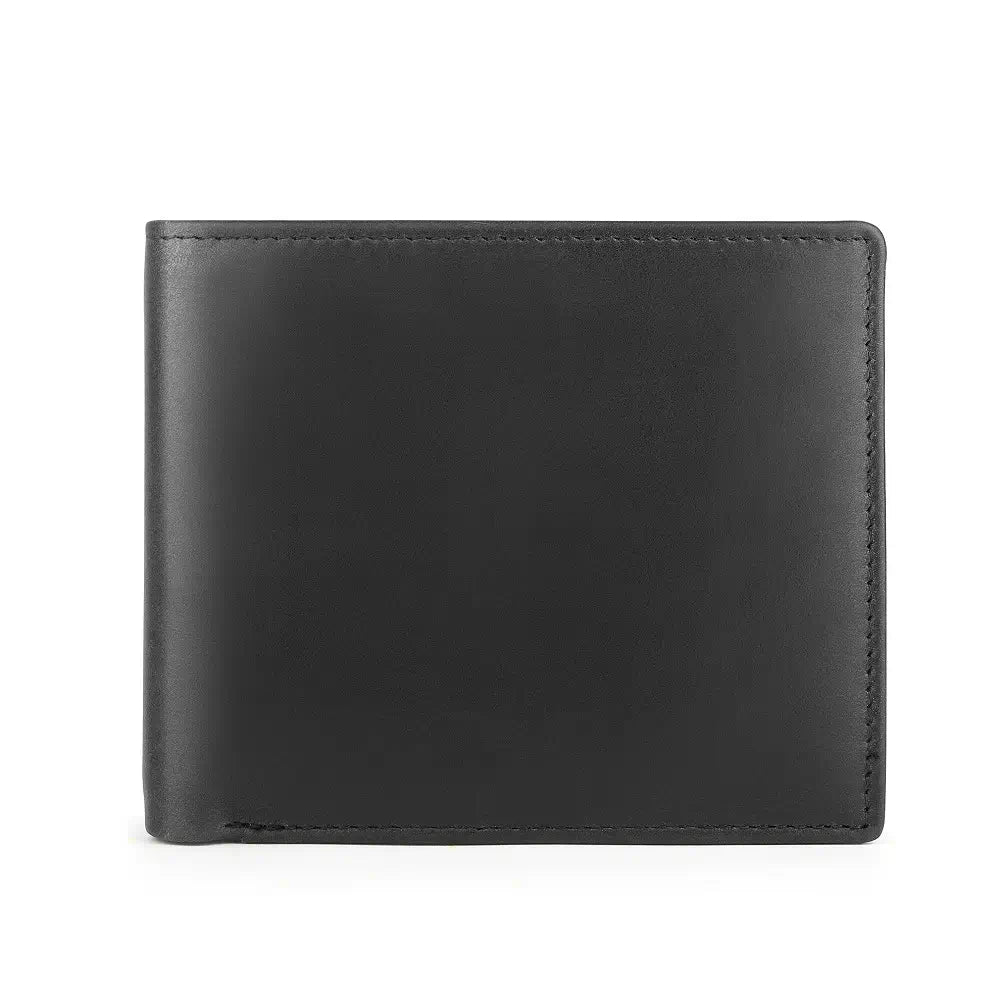 Black leather wallet on a white background