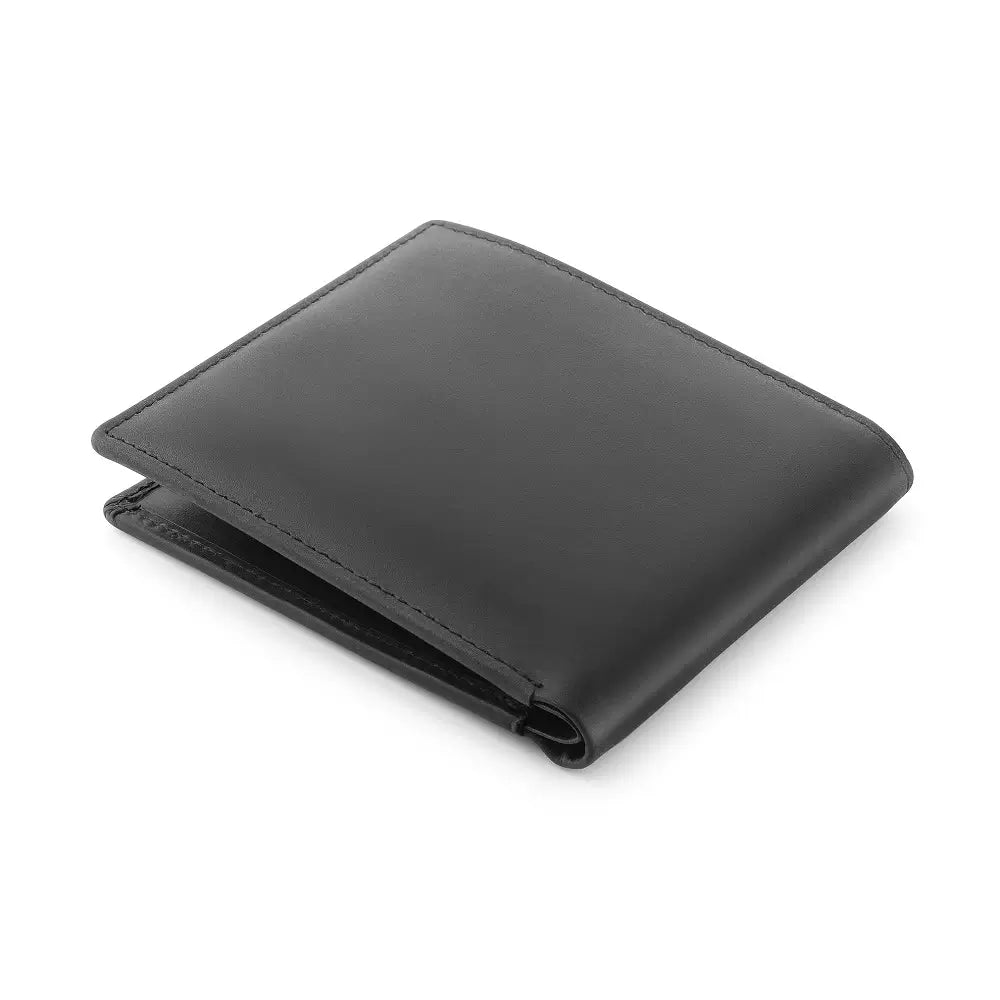 Black leather wallet on a white background