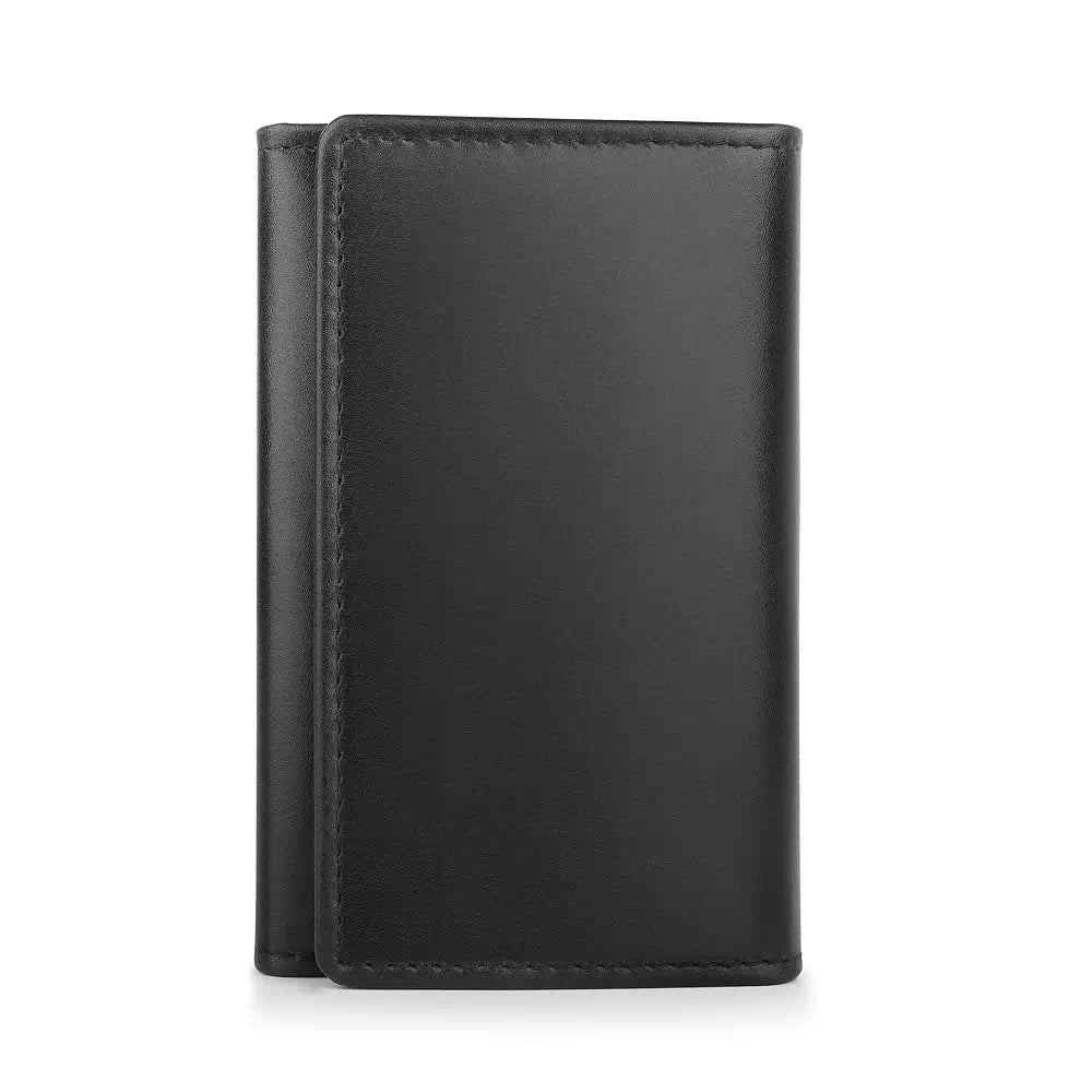 Front view of Black leather key holder wallet