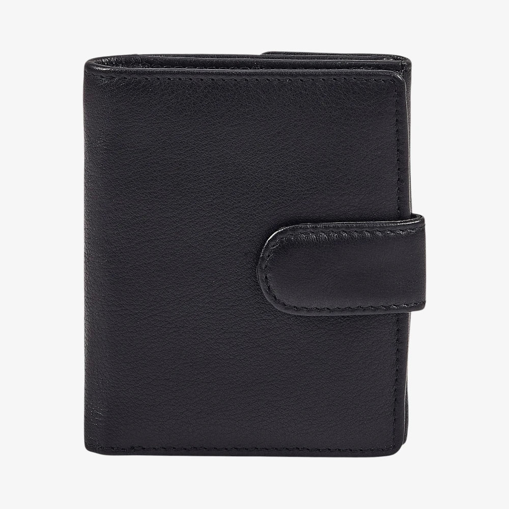 Miami small real leather trifold purse for women in black with RFID 
 protection
