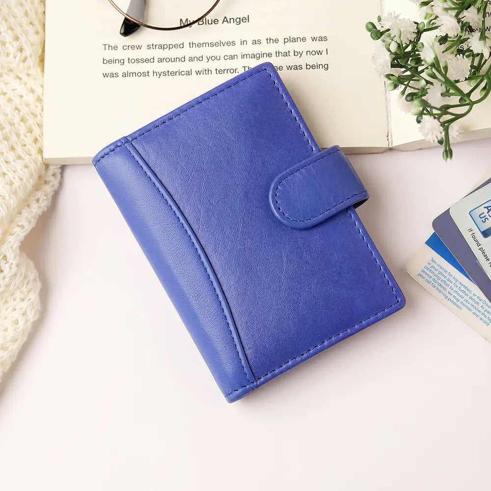 Blue Premium Leather RFID Credit Card Holder 5