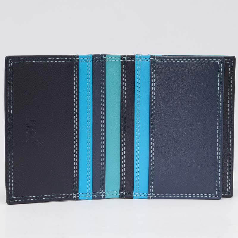 Blue Jade London leather card holder contrasting multi-colour interior RFID — PRIMEHIDE