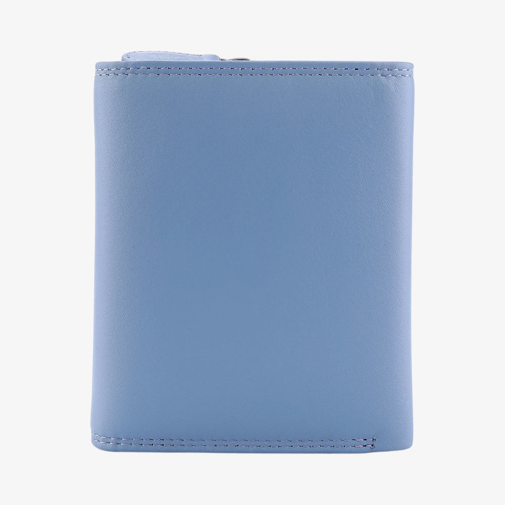 Back view of Blue wallet on a white background