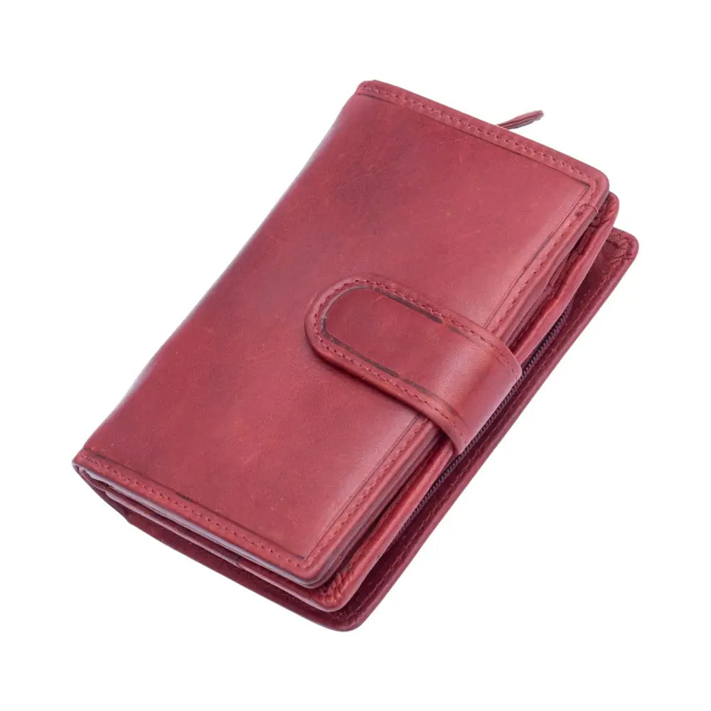 Bordeaux leather wallet on a white background