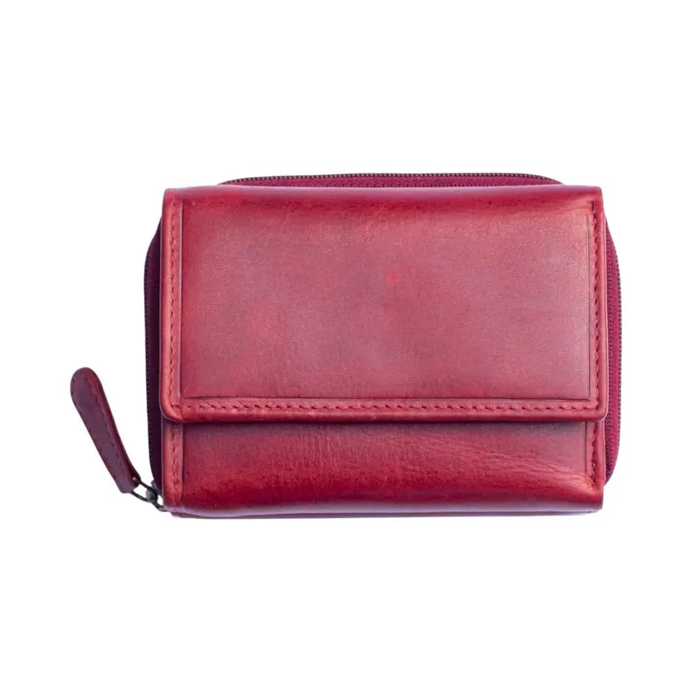 Bordeaux leather wallet on a white background