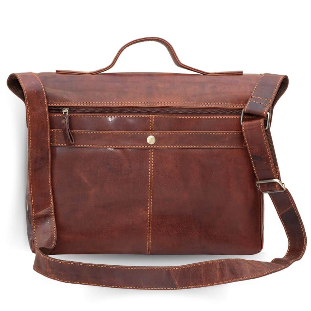 Bridge Briefcase With Leather Strap Brown-GL10BRIEFCASEBRN
