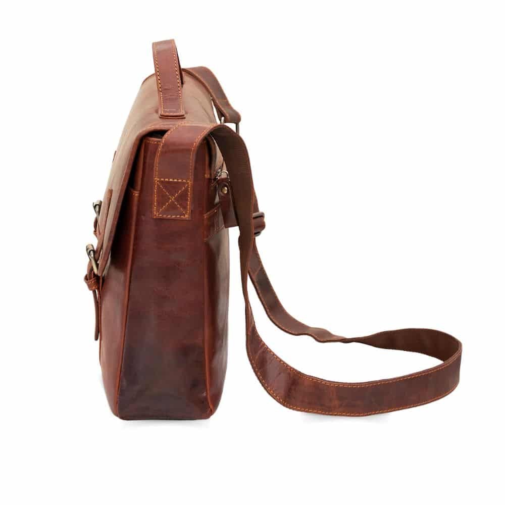 Bridge Briefcase With Leather Strap Brown-side-GL10BRIEFCASEBRN