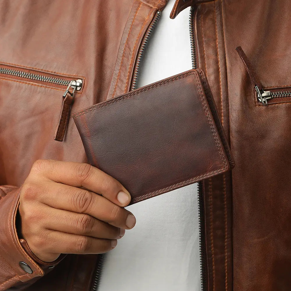 Brown Leather Flip Up Wallet