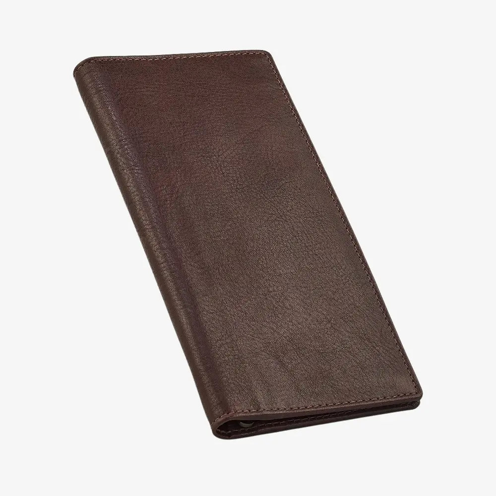 Brown leather wallet on a white background