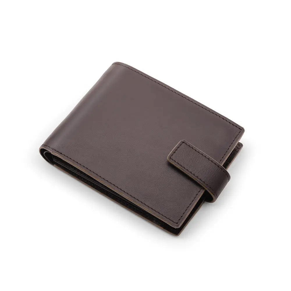 Top view of Brown leather wallet on a white background