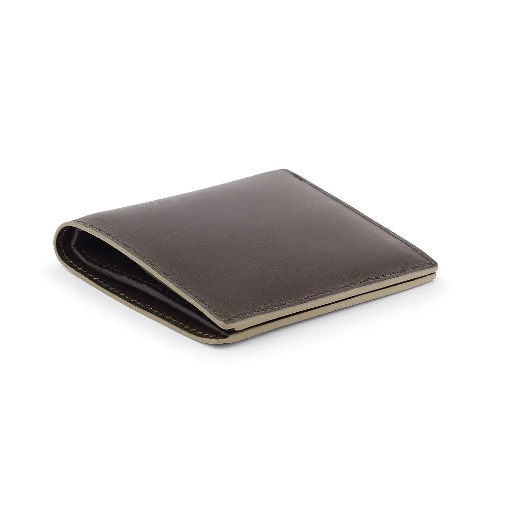 Top view of Brown leather wallet on a white background