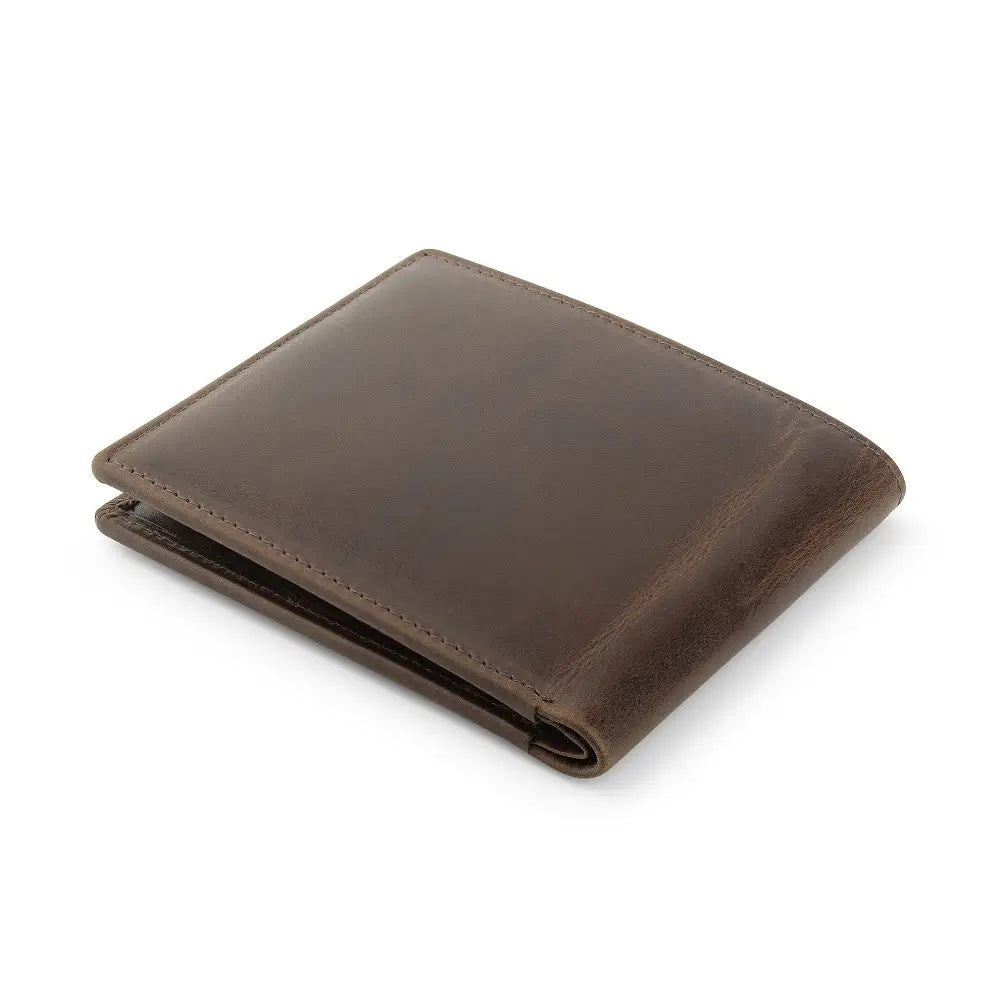 Brown leather wallet on a white background