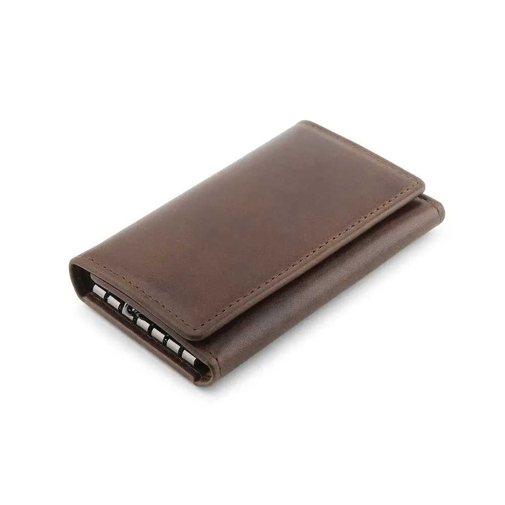 Top View of Brown leather key holder wallet