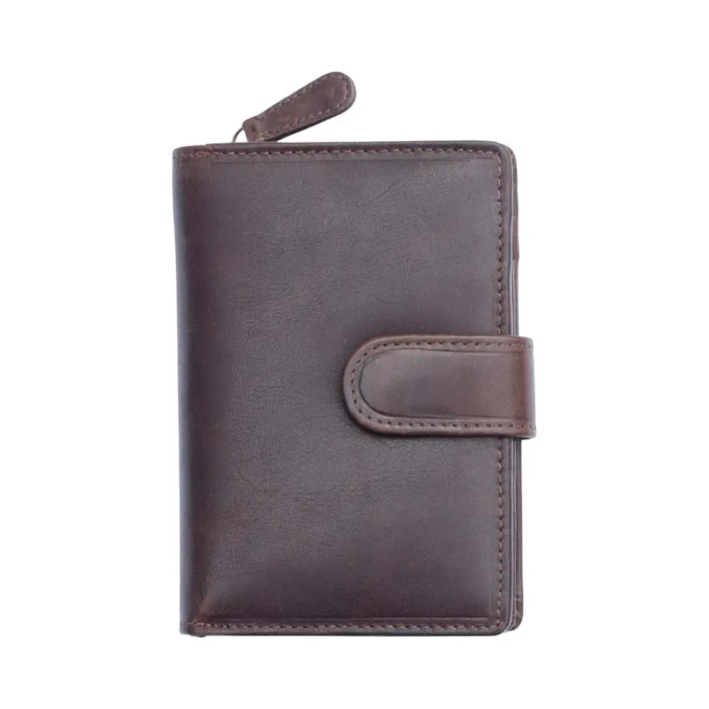 Brown leather wallet on a white background