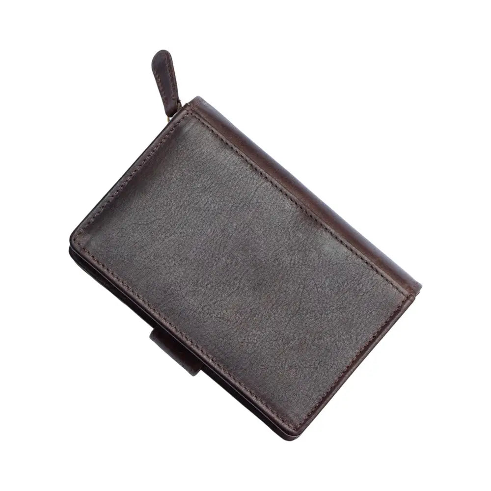 Brown leather wallet on a white background