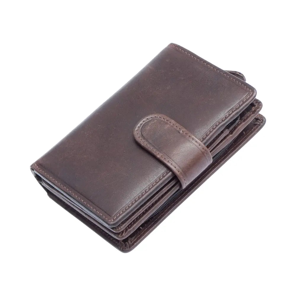 Brown leather wallet on a white background