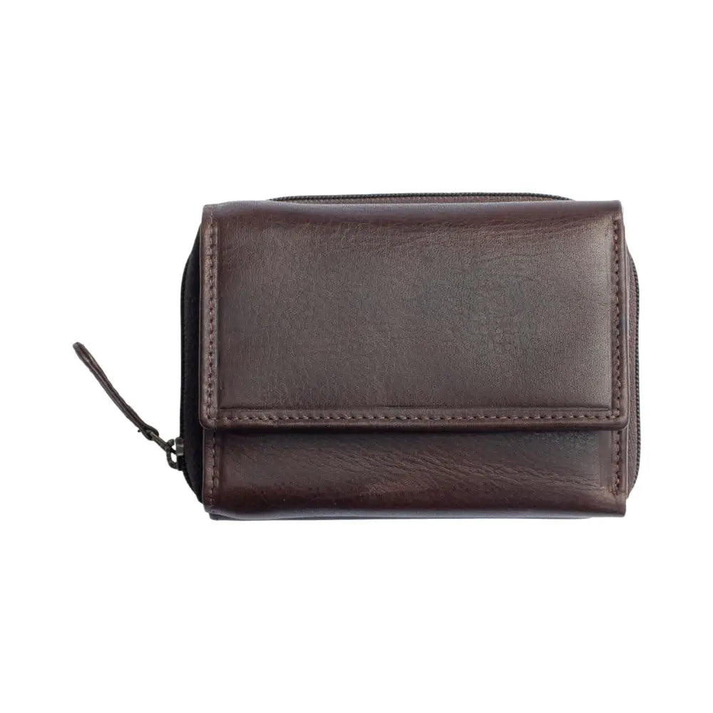 Brown leather wallet on a white background