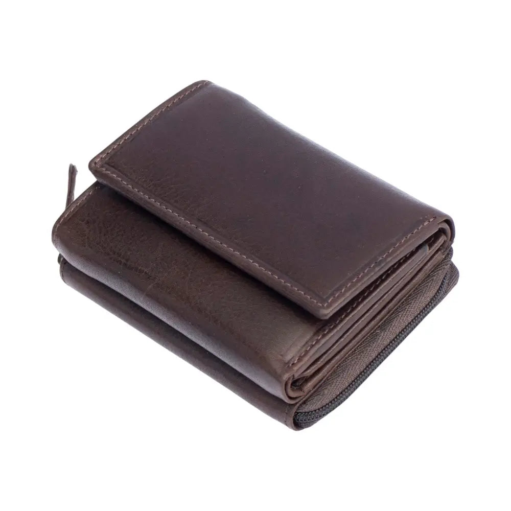 Brown leather wallet on a white background
