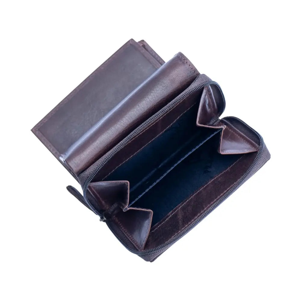 Brown leather wallet on a white background