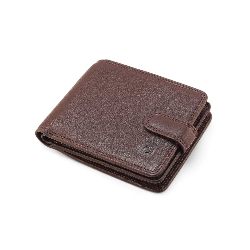 Brown leather wallet on a white background