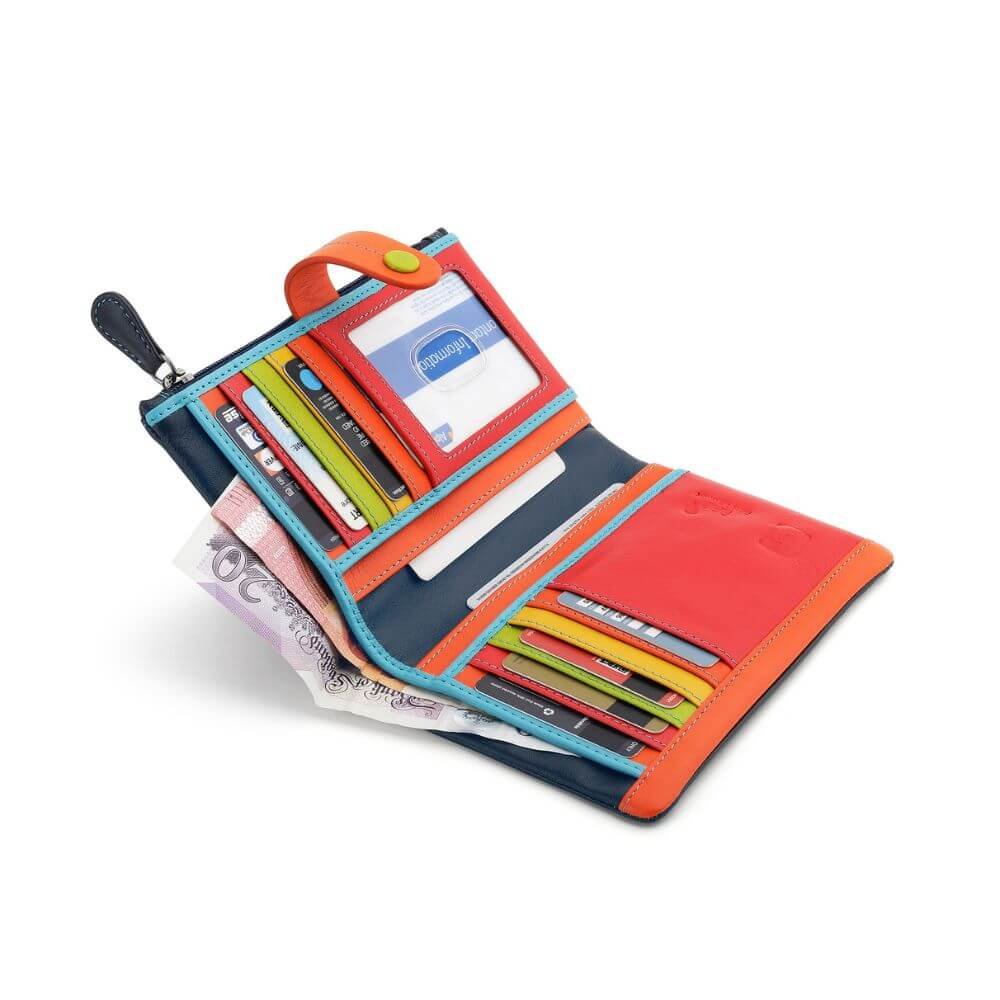 Capri Multi coloured medium bi fold purse &#8211; 6800 Navy open (2)