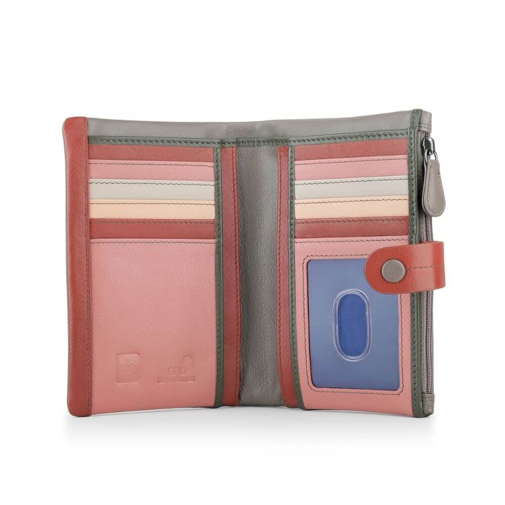 Capri Multi coloured medium bi fold purse &#8211; 6800 Taupe open