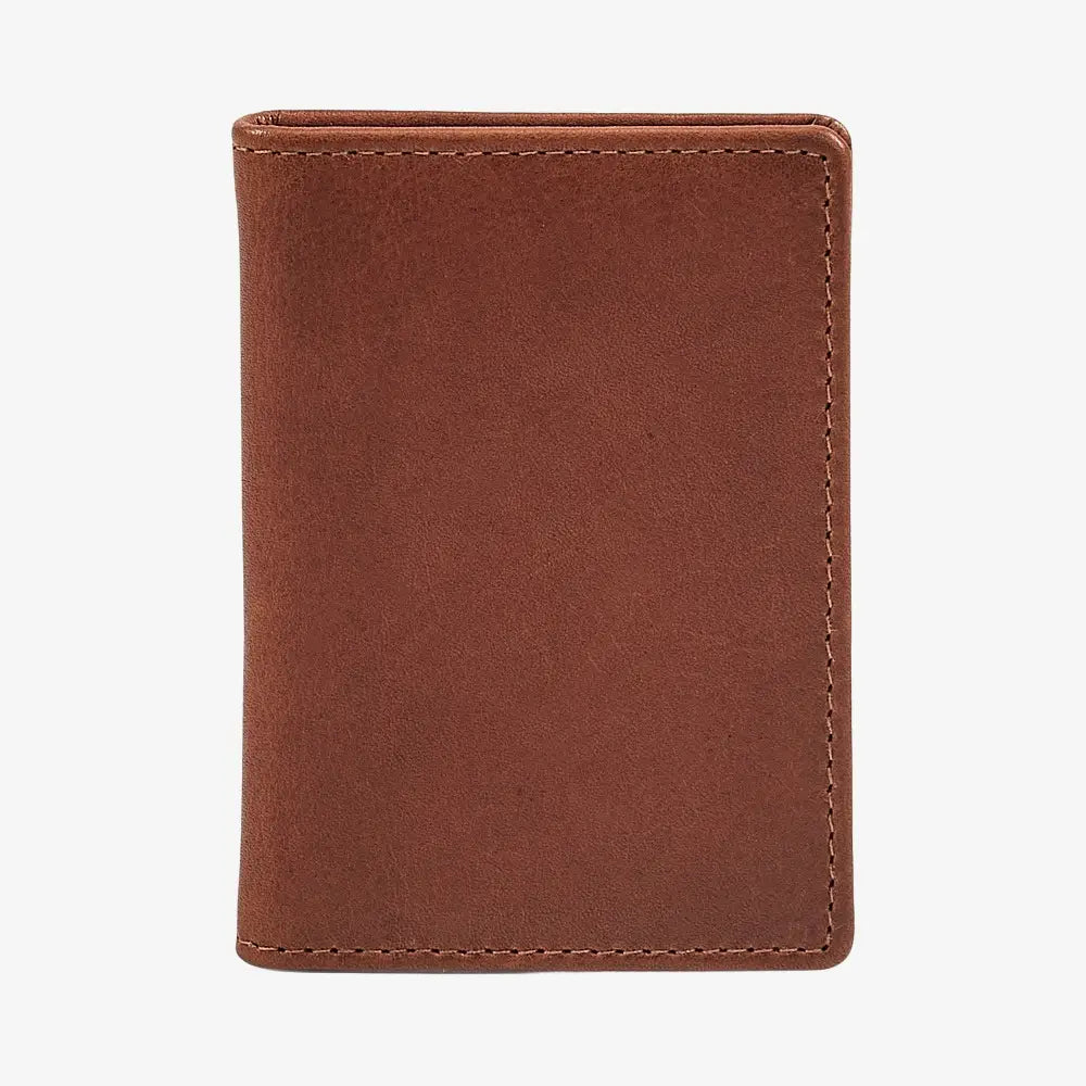 Front view of Chestnut  leather card holder on a white background