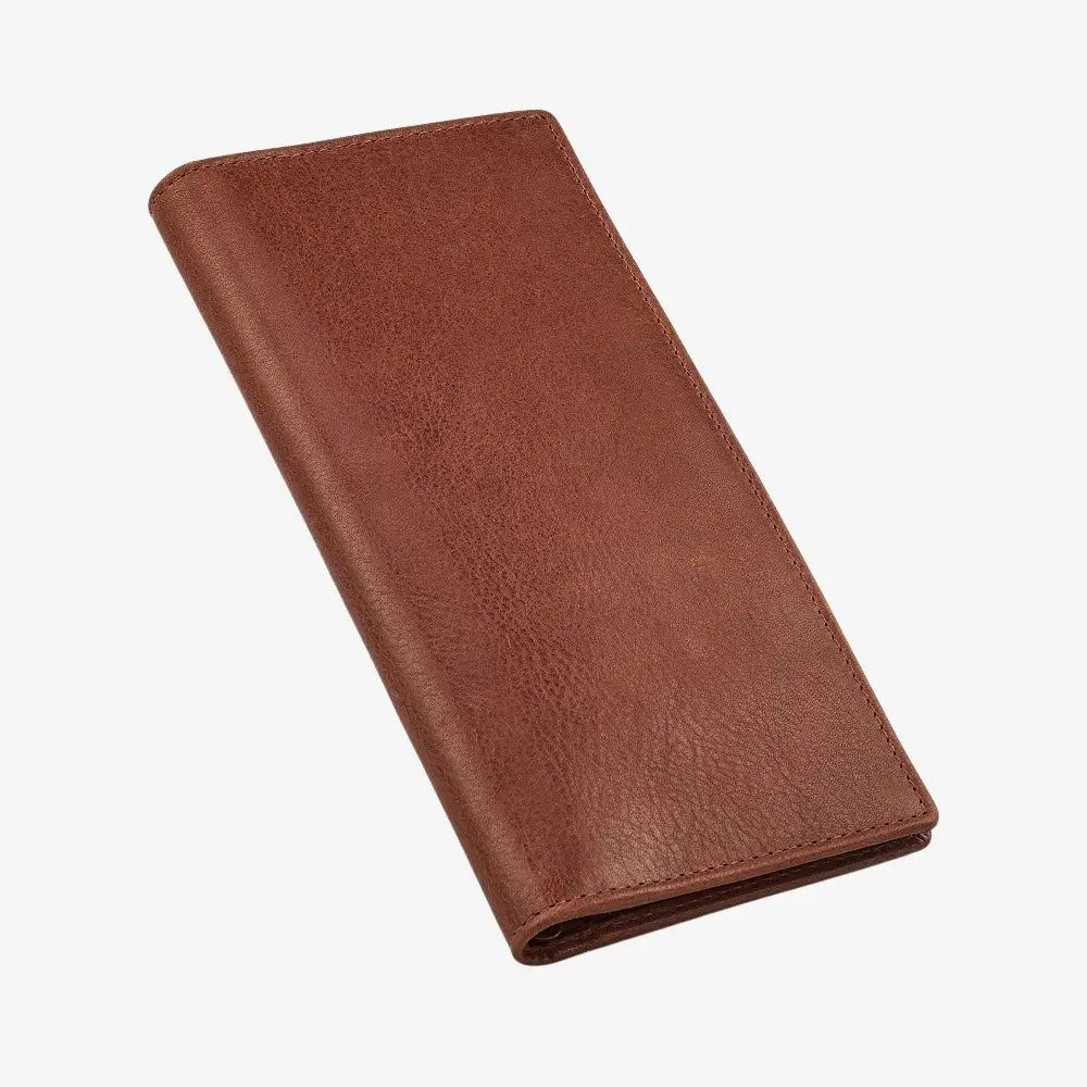 Chestnut leather wallet on a white background