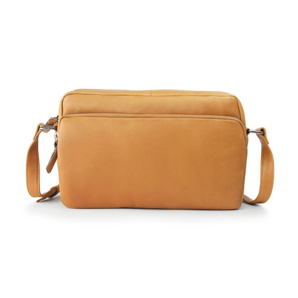 Everyday Leather Handbag with Zip-Top & Crossbody Strap Iris Hudson