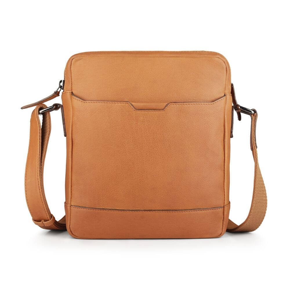 Secure Zip-Top Leather Messenger Bag for Tablets & Travel Theo Hudson