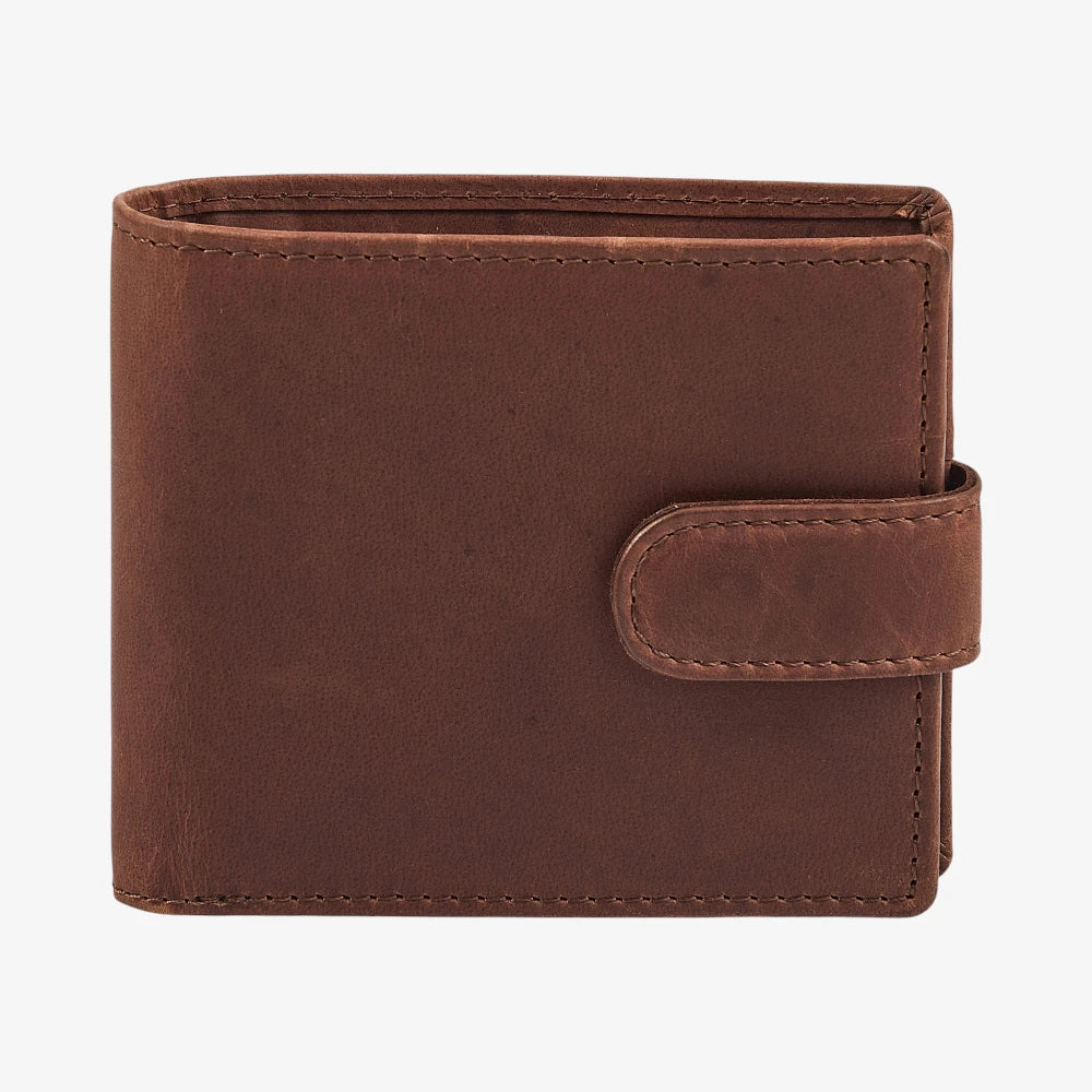 Cognac oil pull up leather wallet for men front view 
