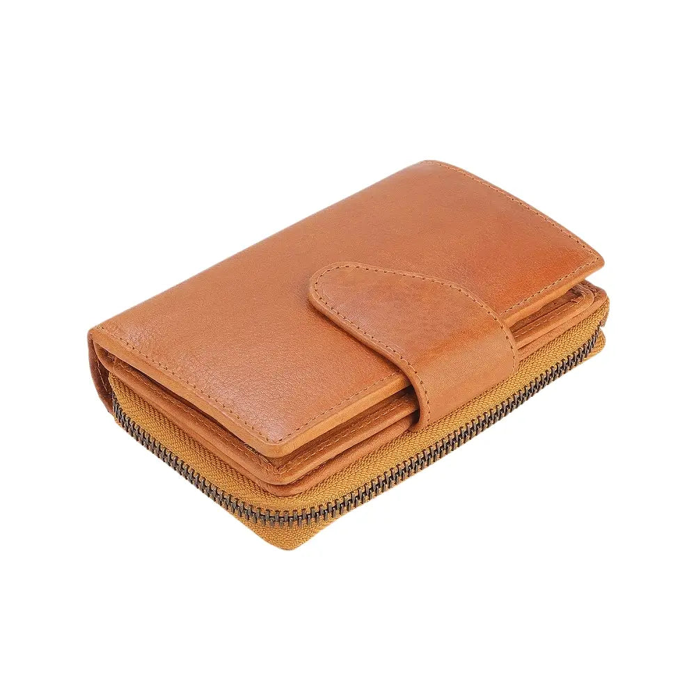 Top view of Cognac Renata bifold purse