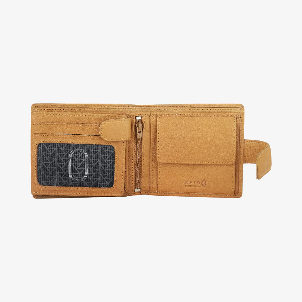 Cognac leather wallet with card holders on a white background