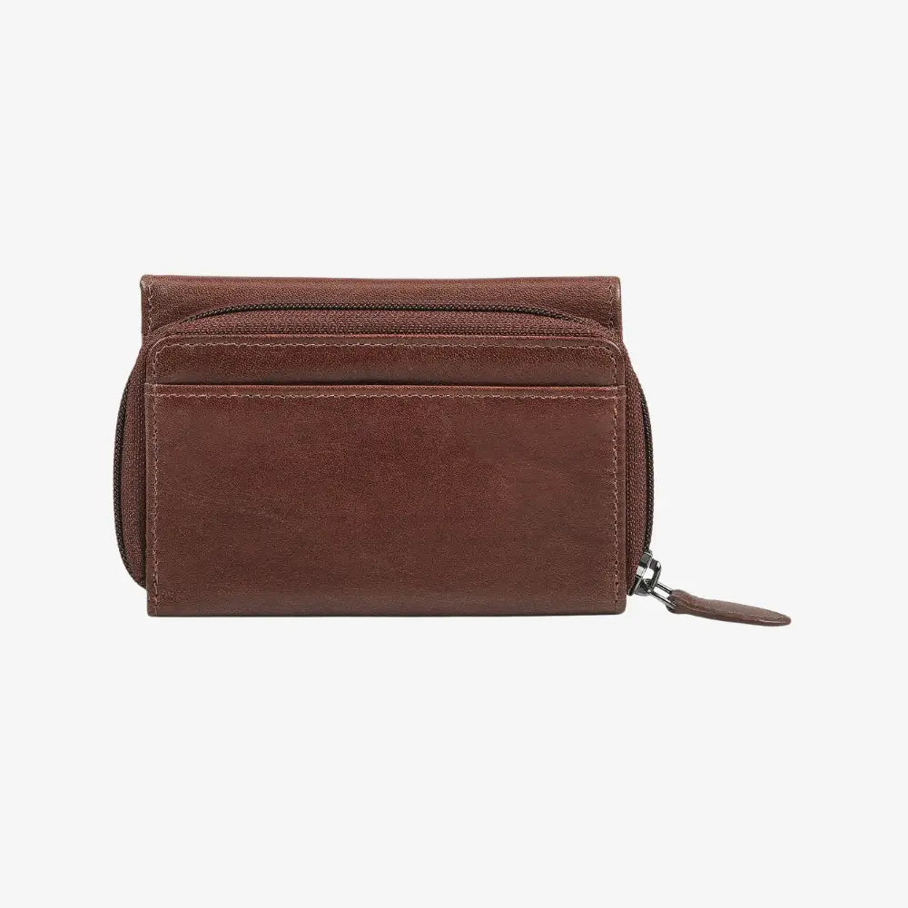 Cognac leather wallet on a white background