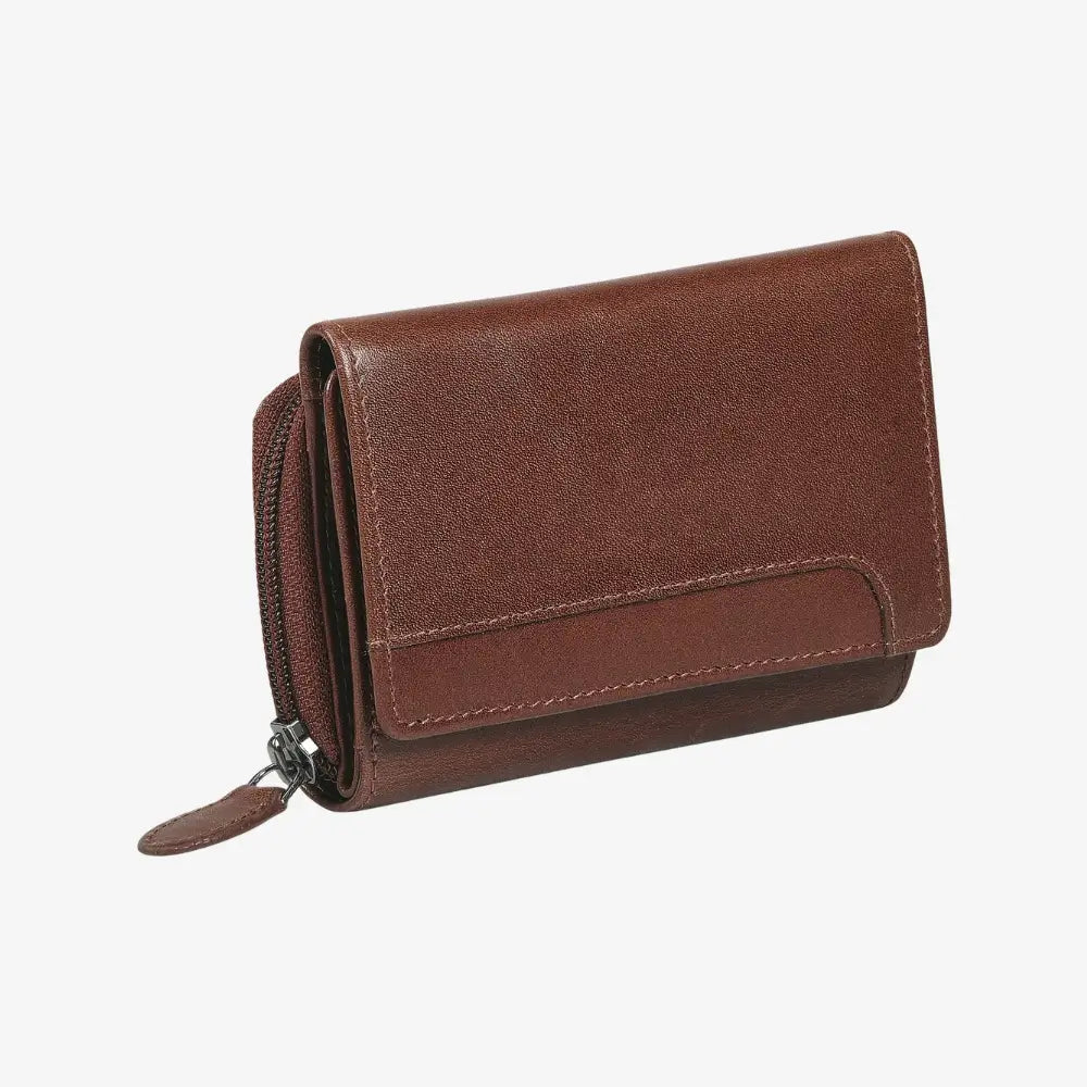 Cognac leather wallet on a white background