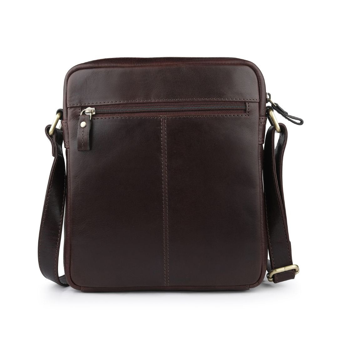 Brown Leather Crossbody Man Bag