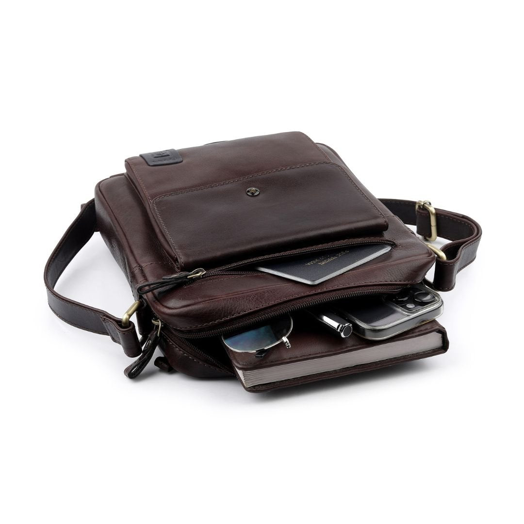 Brown Leather Crossbody Man Bag