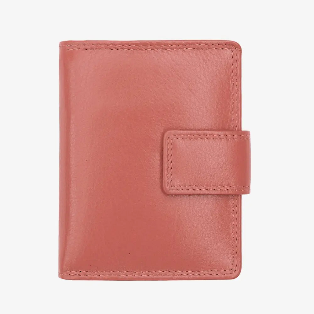 Dusty Rose leather wallet on a white background