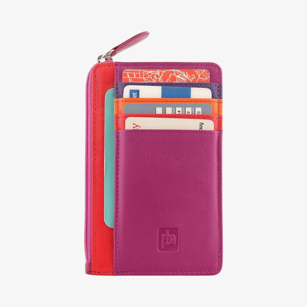 Fuchsia Card Holder Purse with card slots on a white background