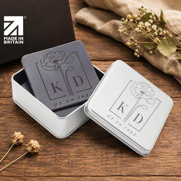 Personalised Full Grain Leather Coaster Set - Luxury Wedding & Anniversary Gift